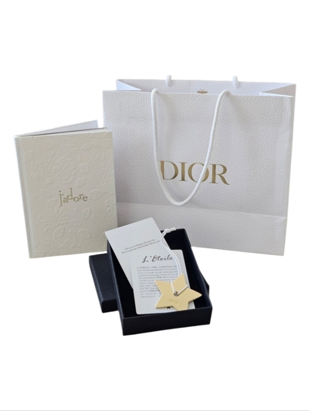 Dior L' Etoile Gold Star Keepsake J'adore Notebook, Dior Shopping Bag & Tissue